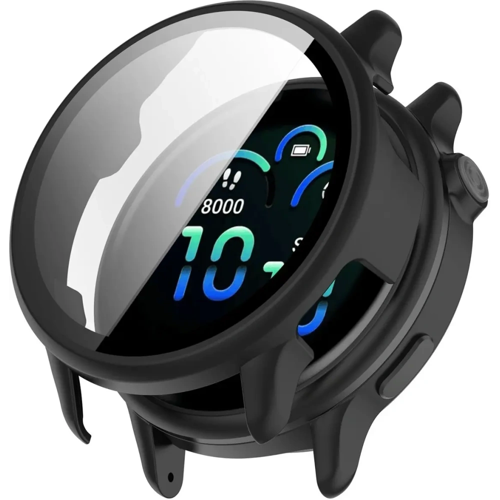 Etui ze szkłem do zegarka Bizon Case+Glass Watch do Garmin Vivoactive 6 czarne matowe
