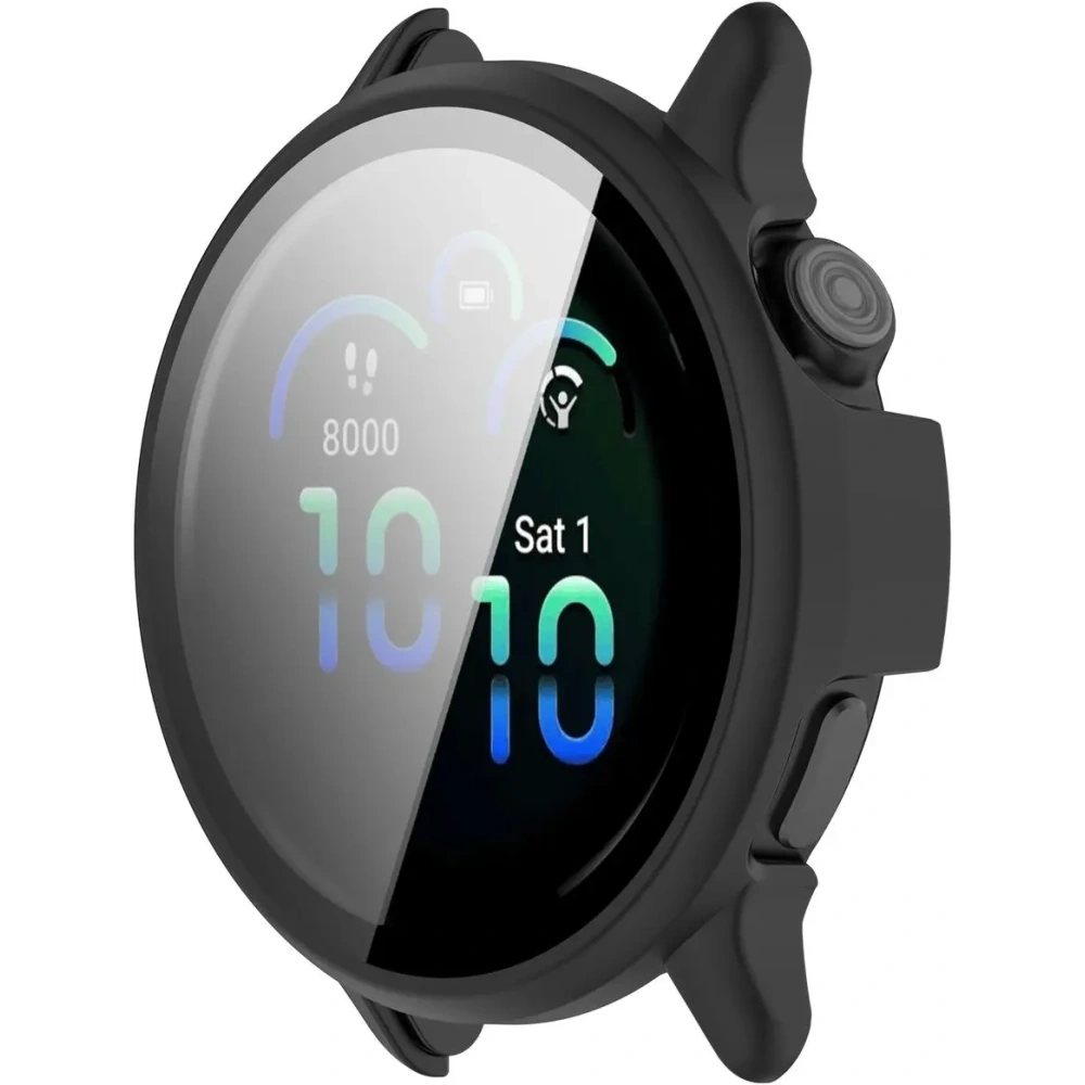 Etui ze szkłem do zegarka Bizon Case+Glass Watch do Garmin Vivoactive 6 czarne matowe