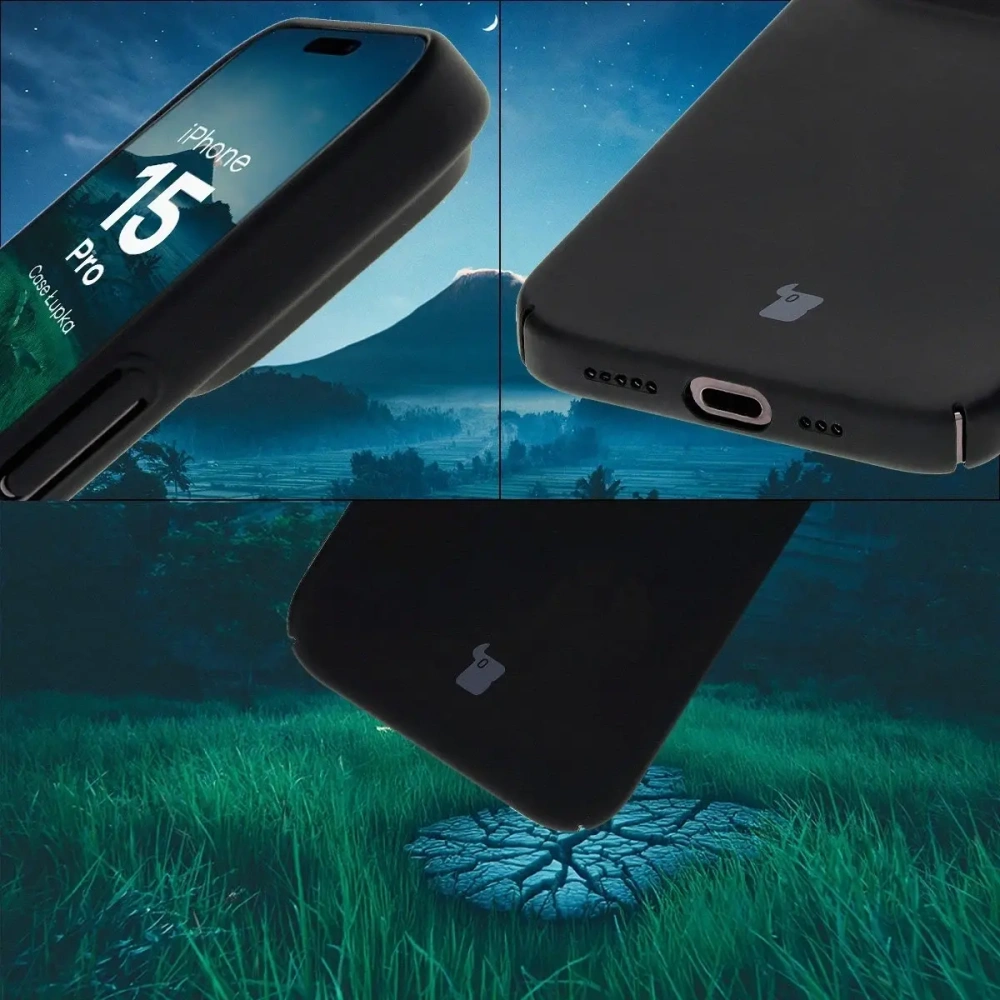 Etui Bizon Case Łupka do Apple iPhone 15 Pro czarne