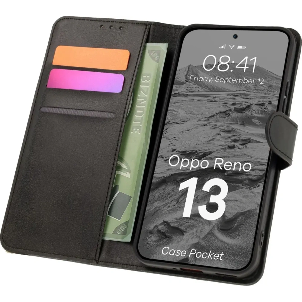 Etui z klapką Bizon Case Pocket do Oppo Reno13 czarne