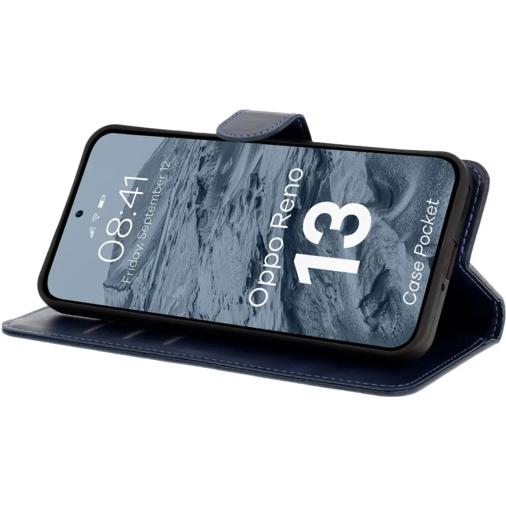 Etui z klapką Bizon Case Pocket do Oppo Reno13 granatowe