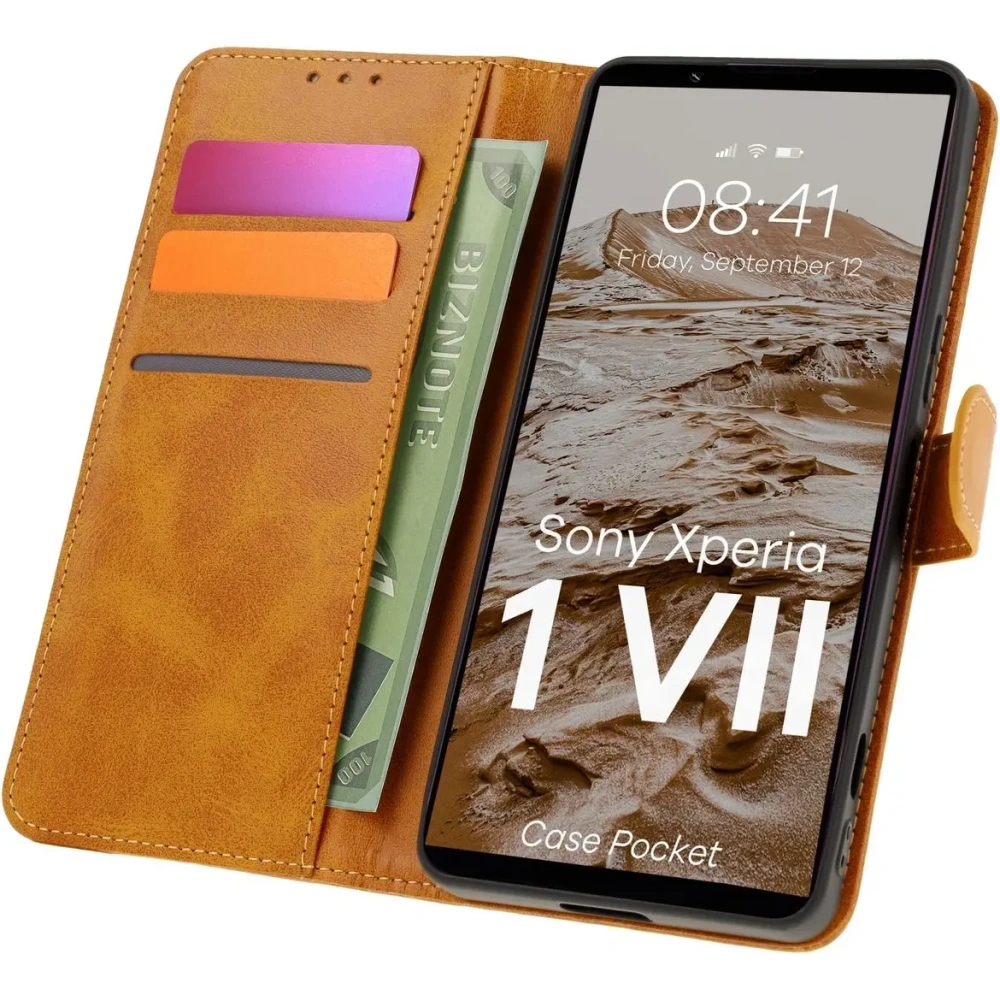 Etui z klapką Bizon Case Pocket do Xperia 1 VII brązowe