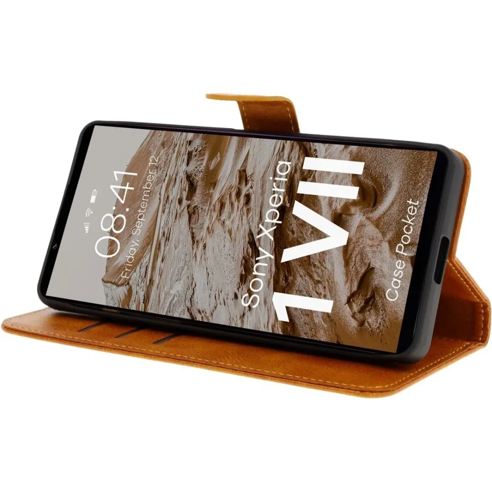 Etui z klapką Bizon Case Pocket do Xperia 1 VII brązowe