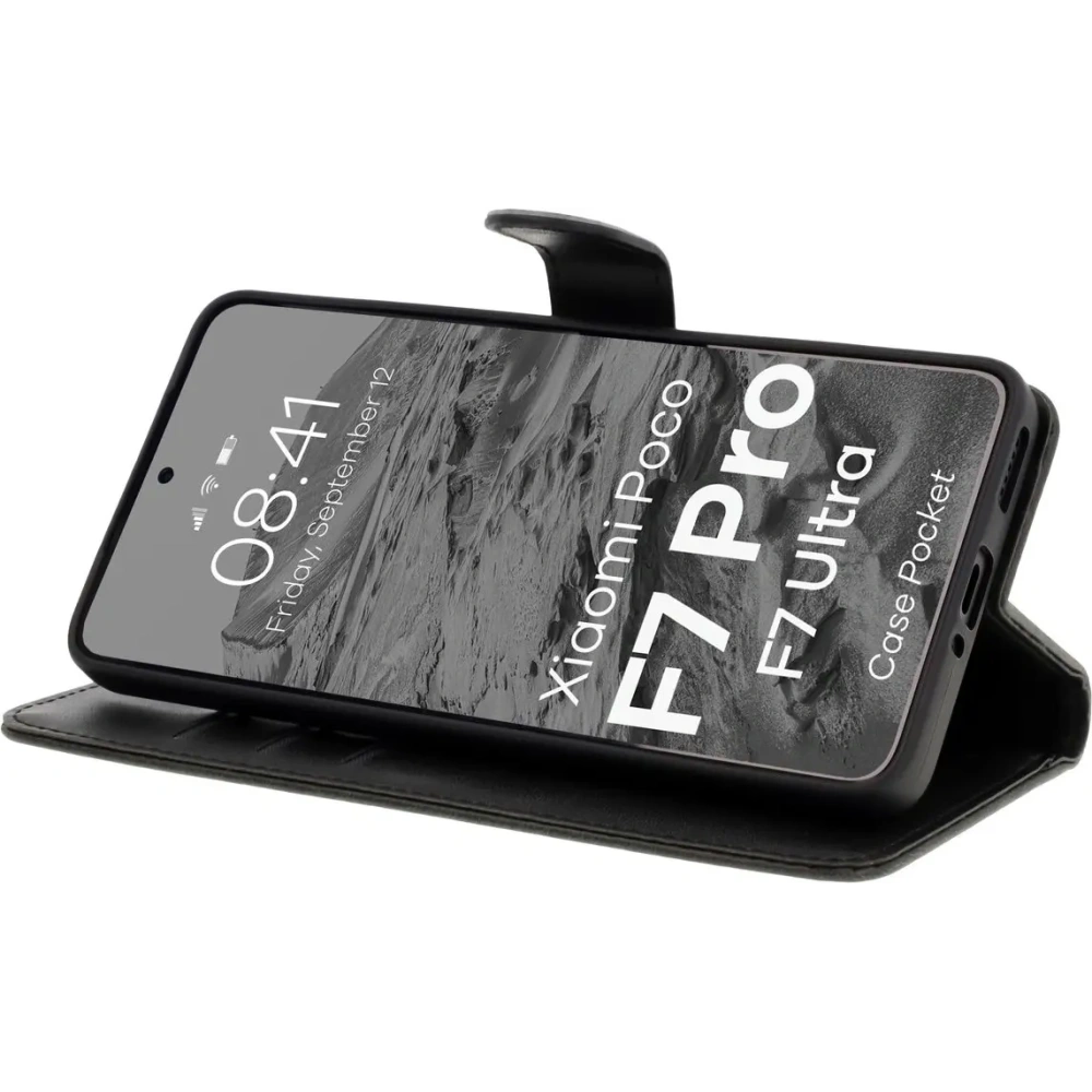 Etui z klapką Bizon Case Pocket do Xiaomi POCO F7 Pro / F7 Ultra czarne
