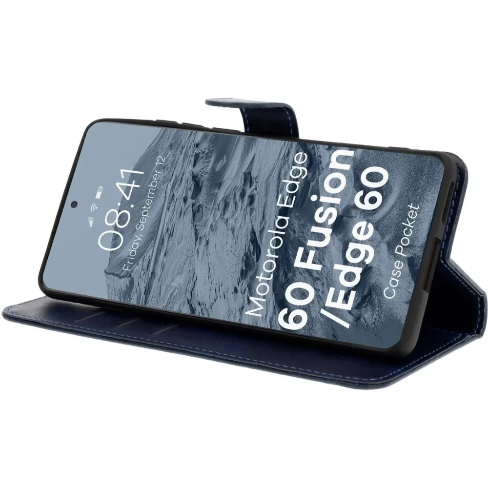 Etui z klapką Bizon Case Pocket do Motorola Edge 60 Fusion / Edge 60 granatowe