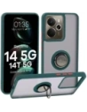 Bizon Case Hybrid Ring Realme 14 5G / 14T 5G rauchig mit einem dunkelgrünen Rahmen