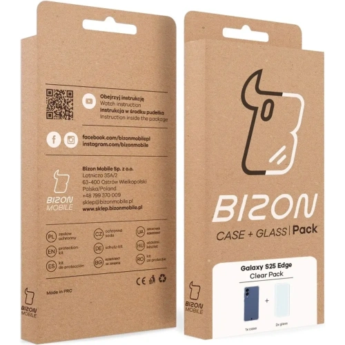 Kup Etui + 2x szkło na ekran Bizon Case Clear Pack do Samsung Galaxy S25 Edge - BIZ9373 - {ean13} - Sklep Home Screen