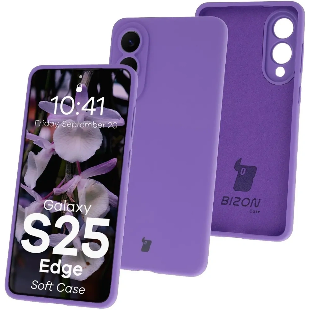 Silikonowe etui Bizon Soft Case do Samsung Galaxy S25 Edge fioletowe