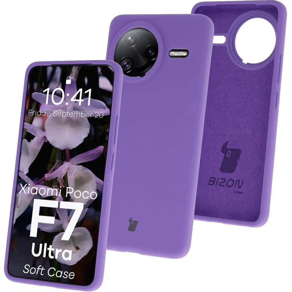 Silikonowe etui Bizon Soft Case do Xiaomi POCO F7 Ultra fioletowe