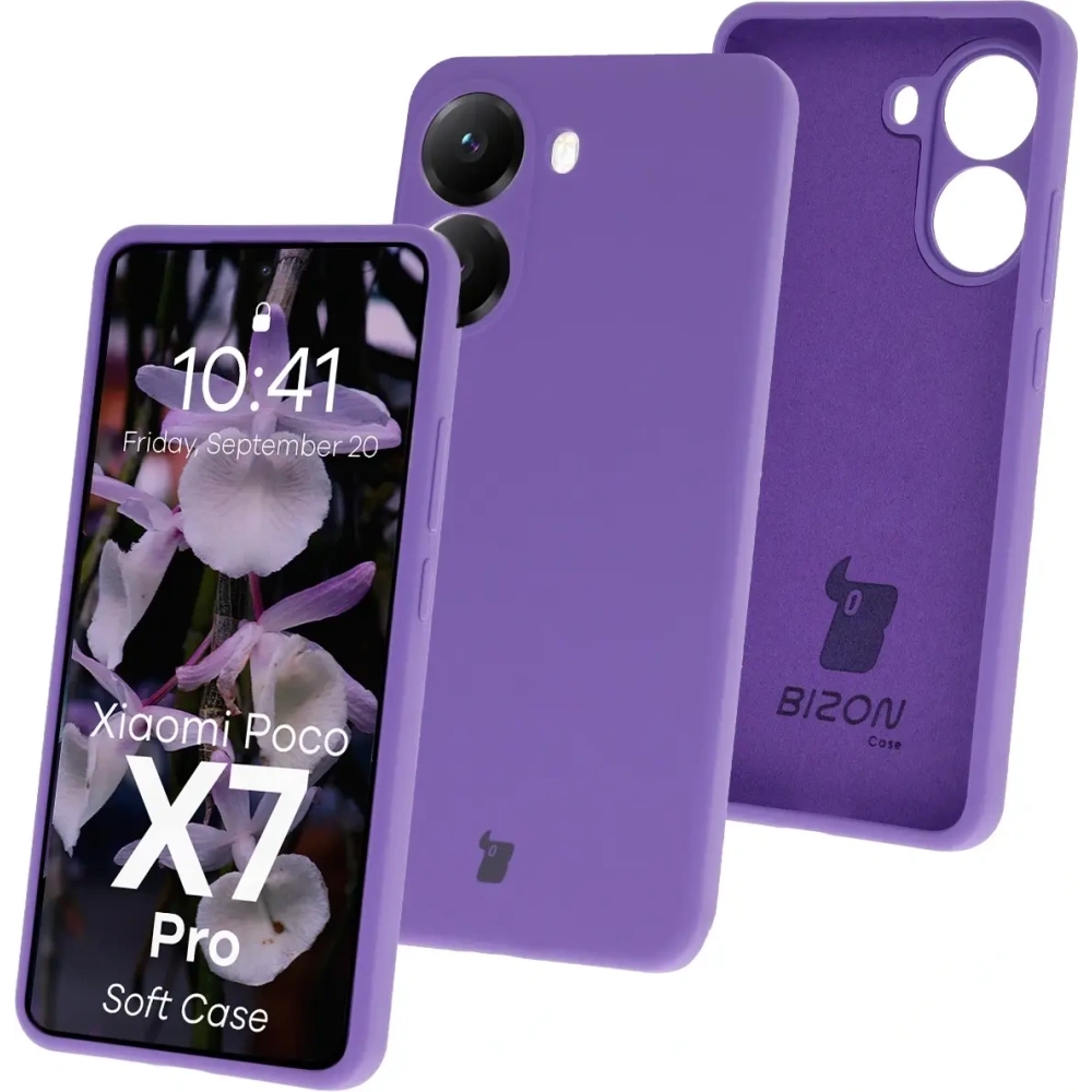 Silikonowe etui Bizon Soft Case do Xiaomi POCO X7 Pro fioletowe