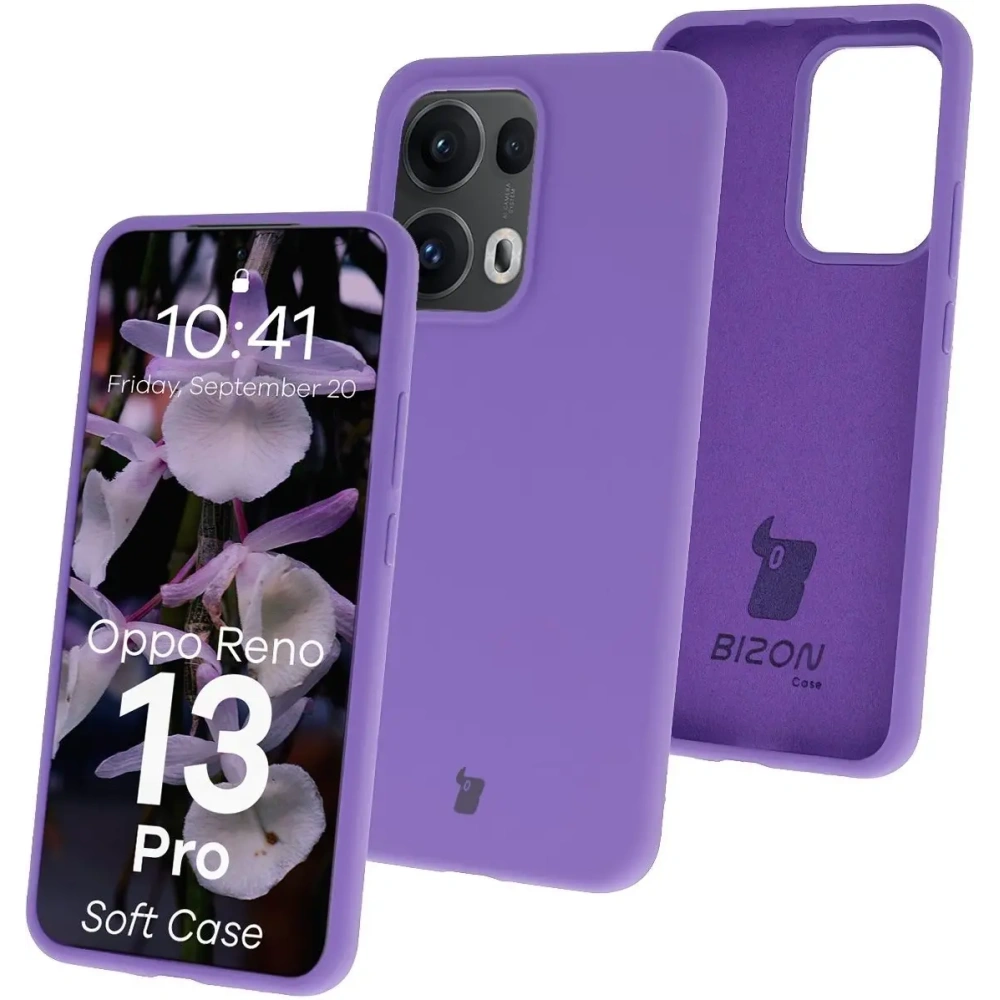 Silikonowe etui Bizon Soft Case do Oppo Reno13 Pro fioletowe