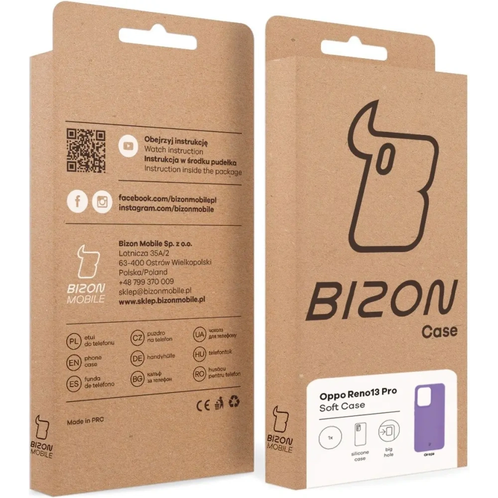 Silikonowe etui Bizon Soft Case do Oppo Reno13 Pro fioletowe