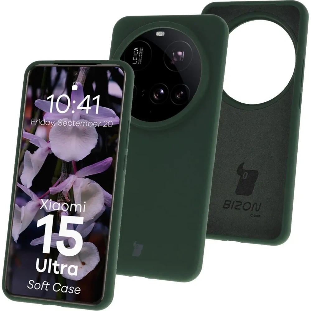 Silikonowe etui Bizon Soft Case do Xiaomi 15 Ultra ciemnozielone