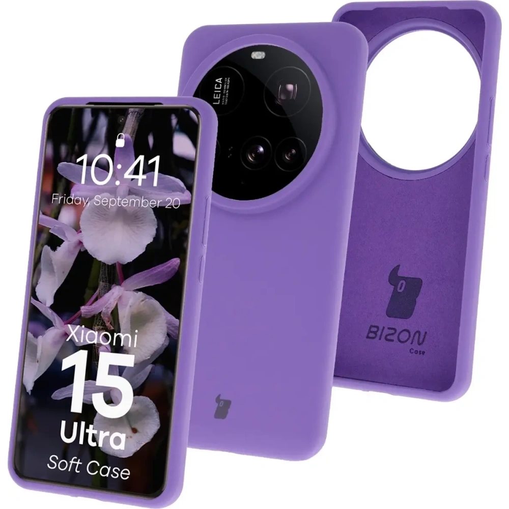Silikonowe etui Bizon Soft Case do Xiaomi 15 Ultra fioletowe