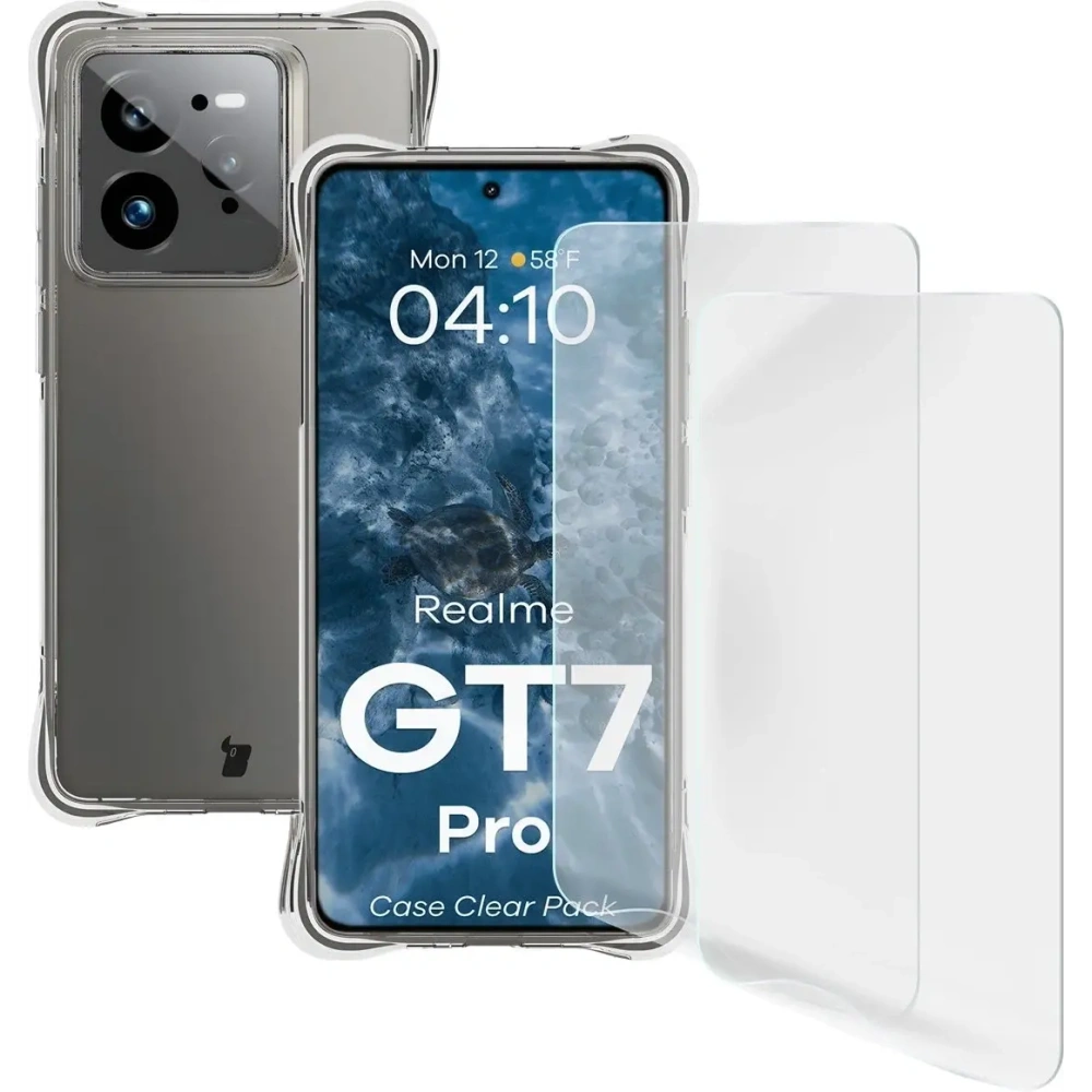Etui + 2x folia na ekran Bizon Case Clear Pack do Realme GT 7 Pro