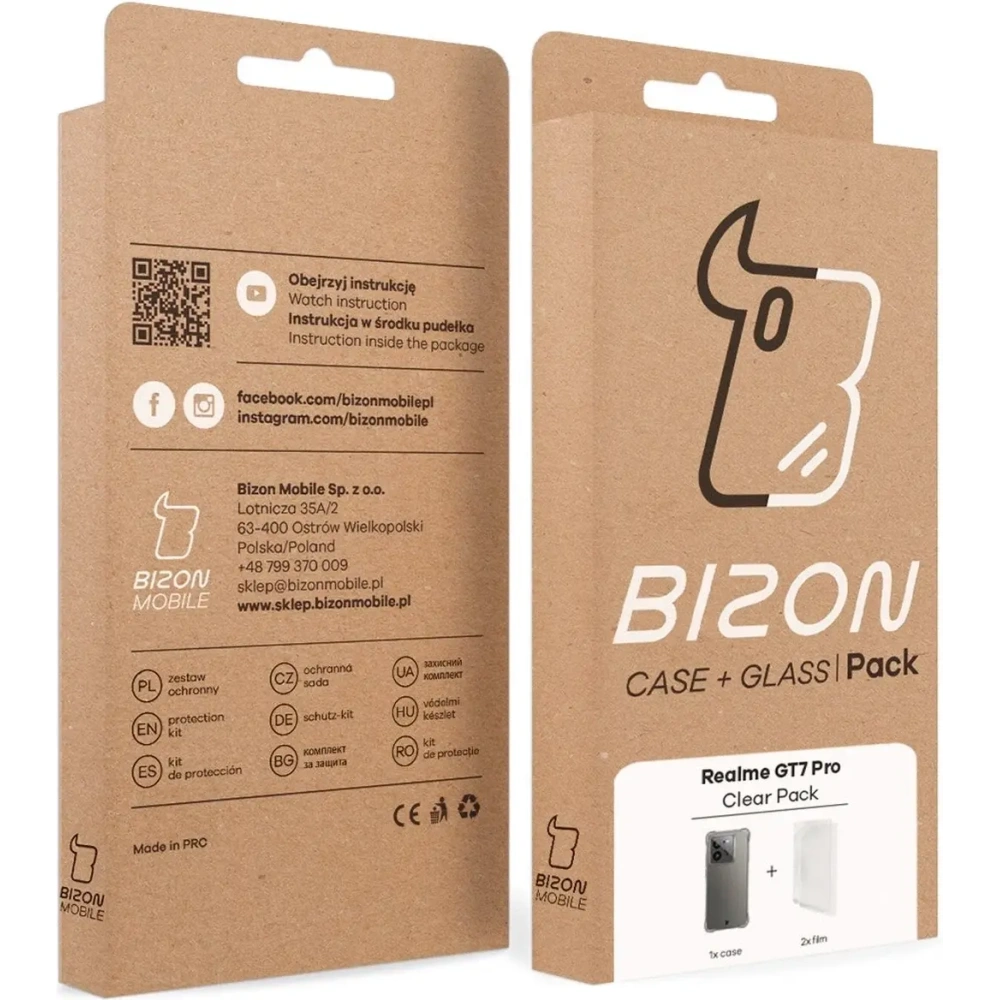 Etui + 2x folia na ekran Bizon Case Clear Pack do Realme GT 7 Pro