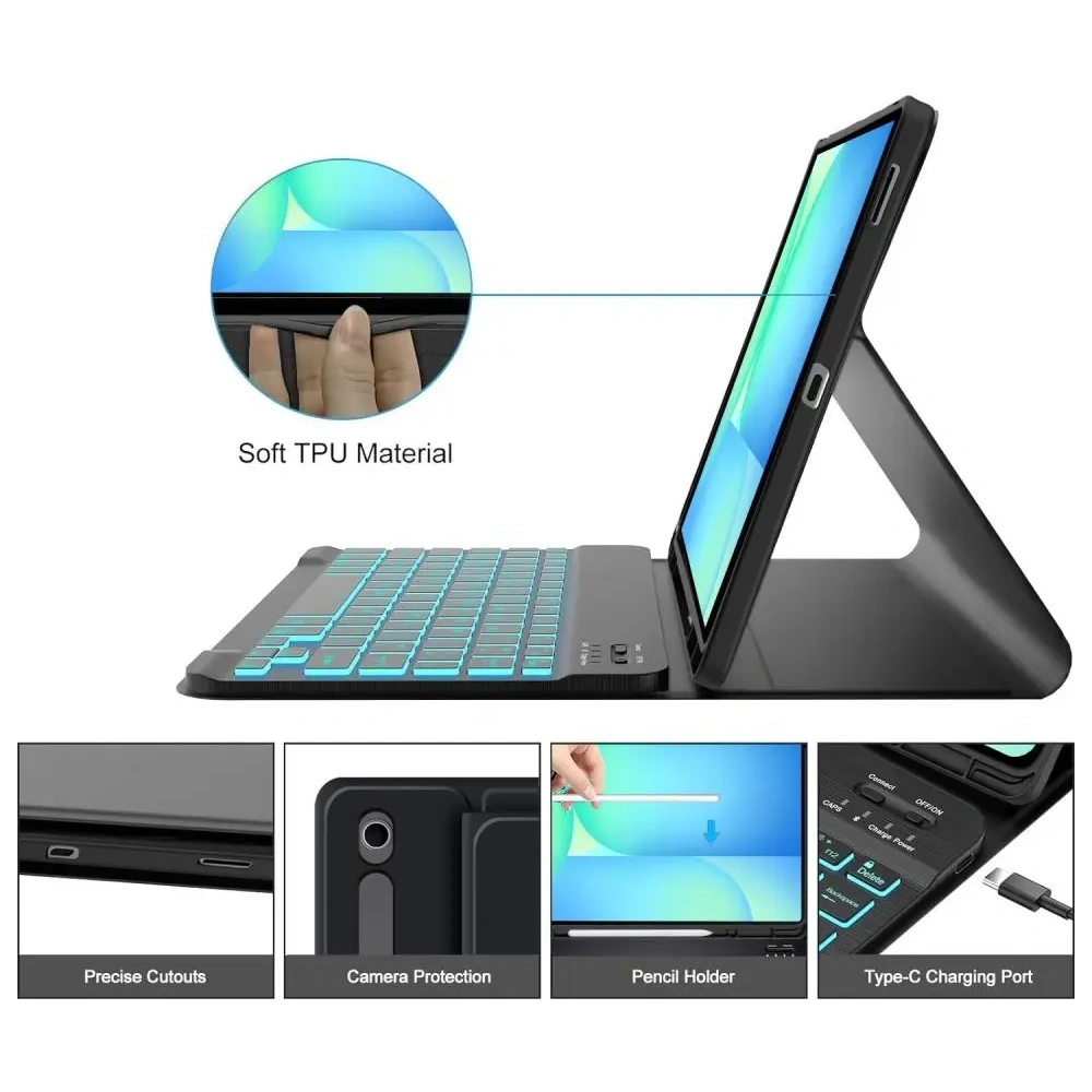 Etui z klawiaturą Tech-Protect SmartCase Pen + Keyboard Samsung Galaxy Tab S10 FE+ Plus 13.1 X620 / X626b Black