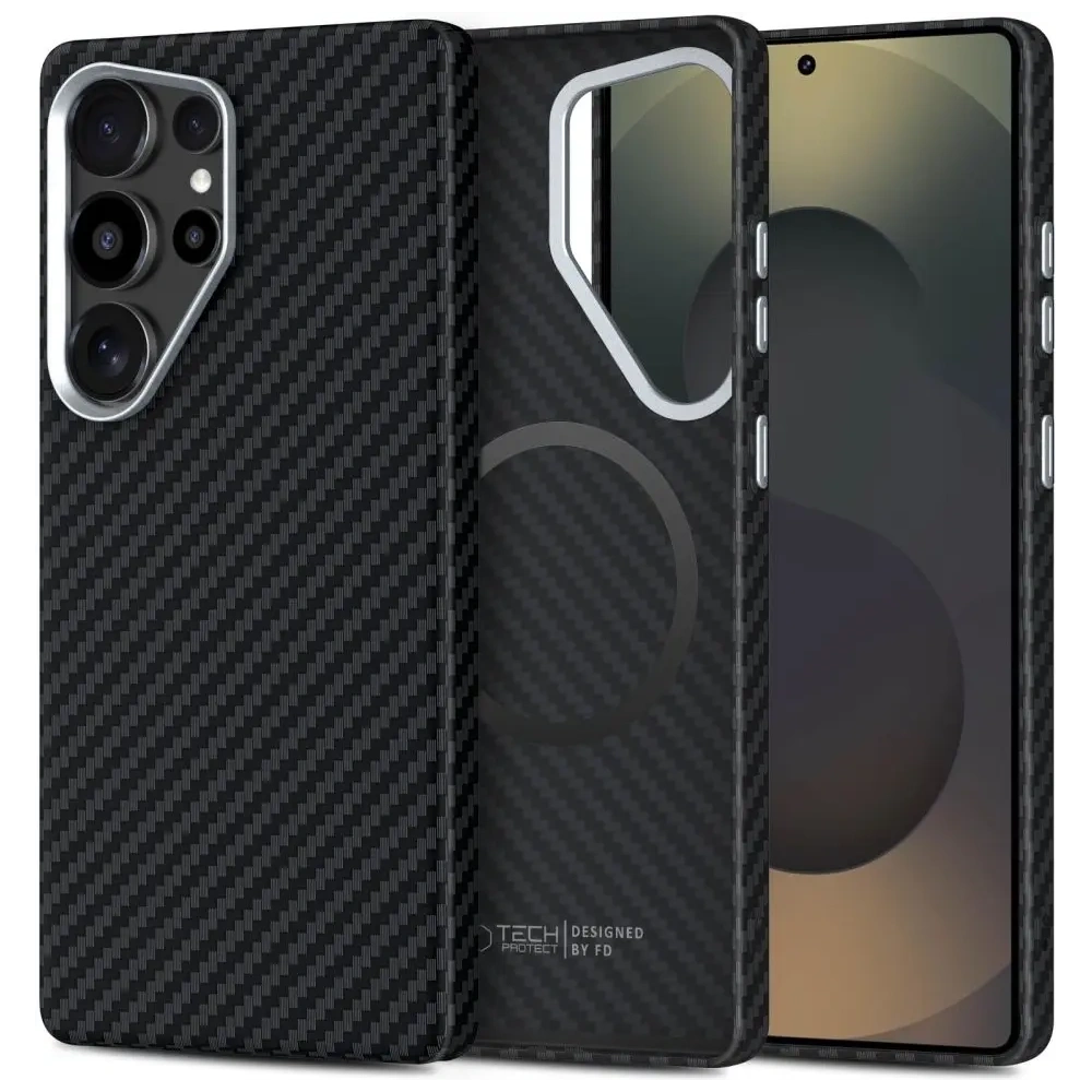 Etui Tech-Protect Ion Carbon MagSafe Samsung Galaxy S25 Ultra black/silver