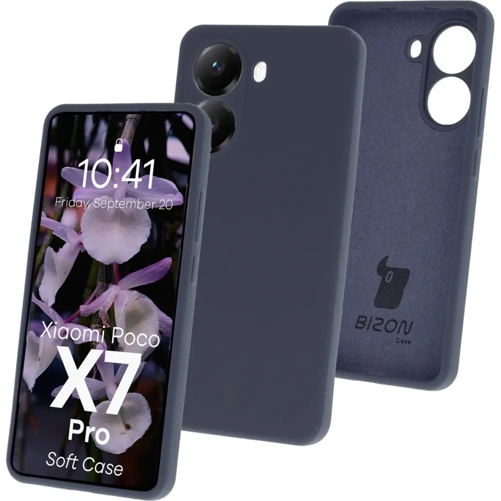 Silikonowe etui Bizon Soft Case do Xiaomi POCO X7 Pro ciemnoniebieskie