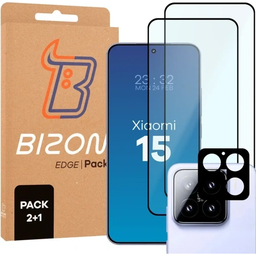 Kup Bizon Edge 2 Pachet 2x sticlă temperată + protecție pentru lentile Xiaomi 15 - BIZ9409 - {ean13} - Sklep Home Screen