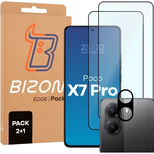 Kup Bizon Edge 2 csomag 2x edzett üveg + lencsevédő Xiaomi POCO X7 Pro számára - BIZ9410 - {ean13} - Sklep Home Screen