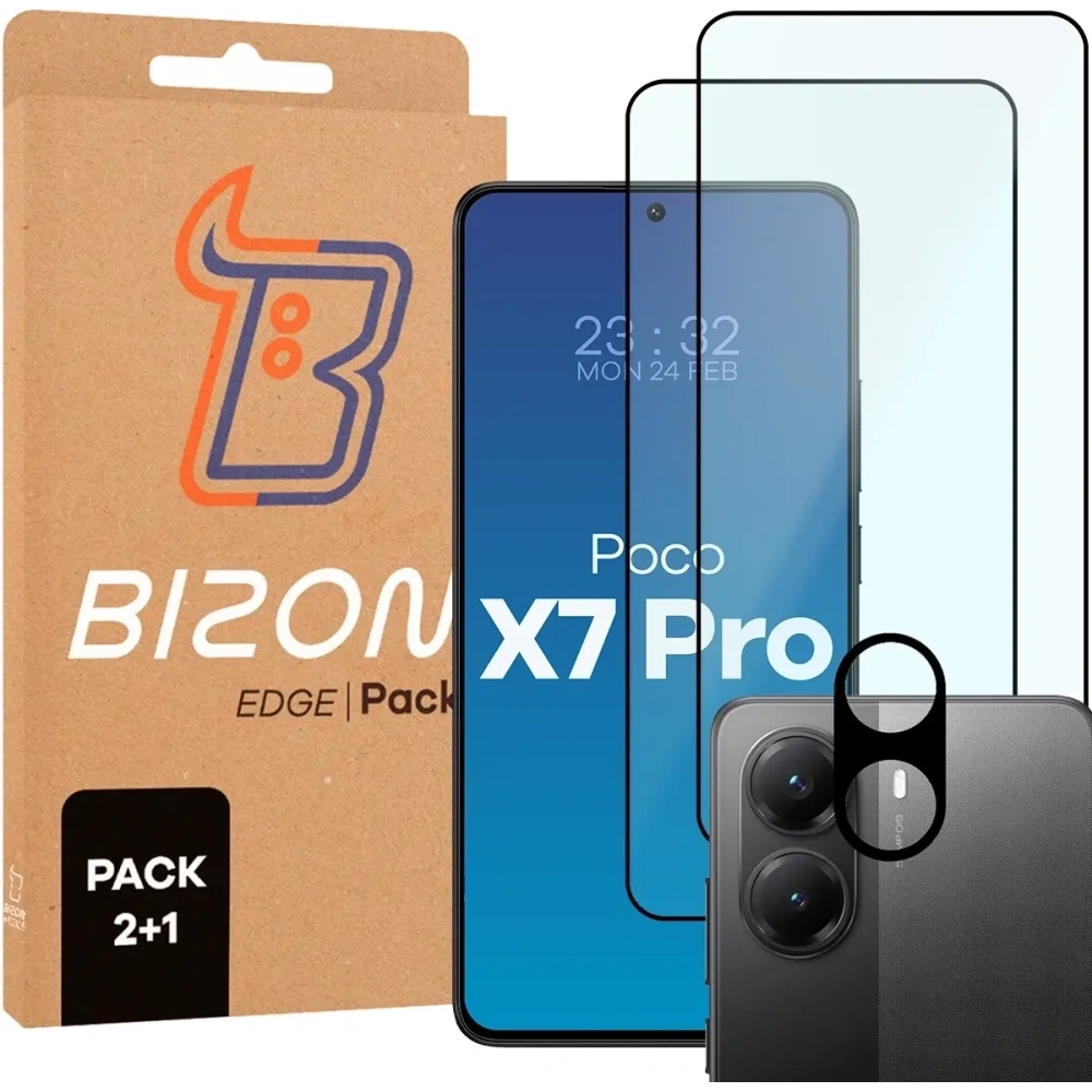 2x szkło na ekran + szkło na aparat Bizon Edge 2 Pack do Xiaomi POCO X7 Pro