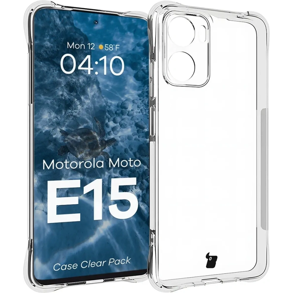 Etui + 2x szkło na ekran Bizon Case Clear Pack do Motorola Moto E15