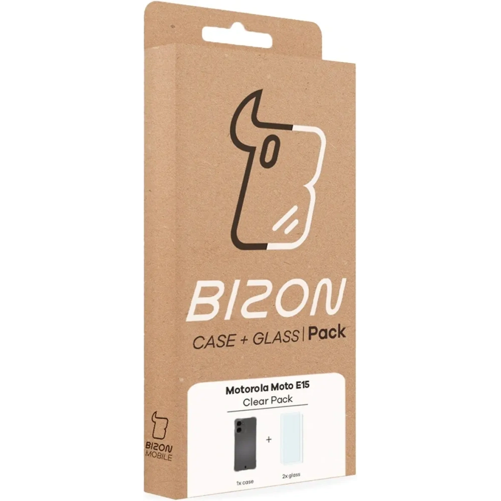 Etui + 2x szkło na ekran Bizon Case Clear Pack do Motorola Moto E15