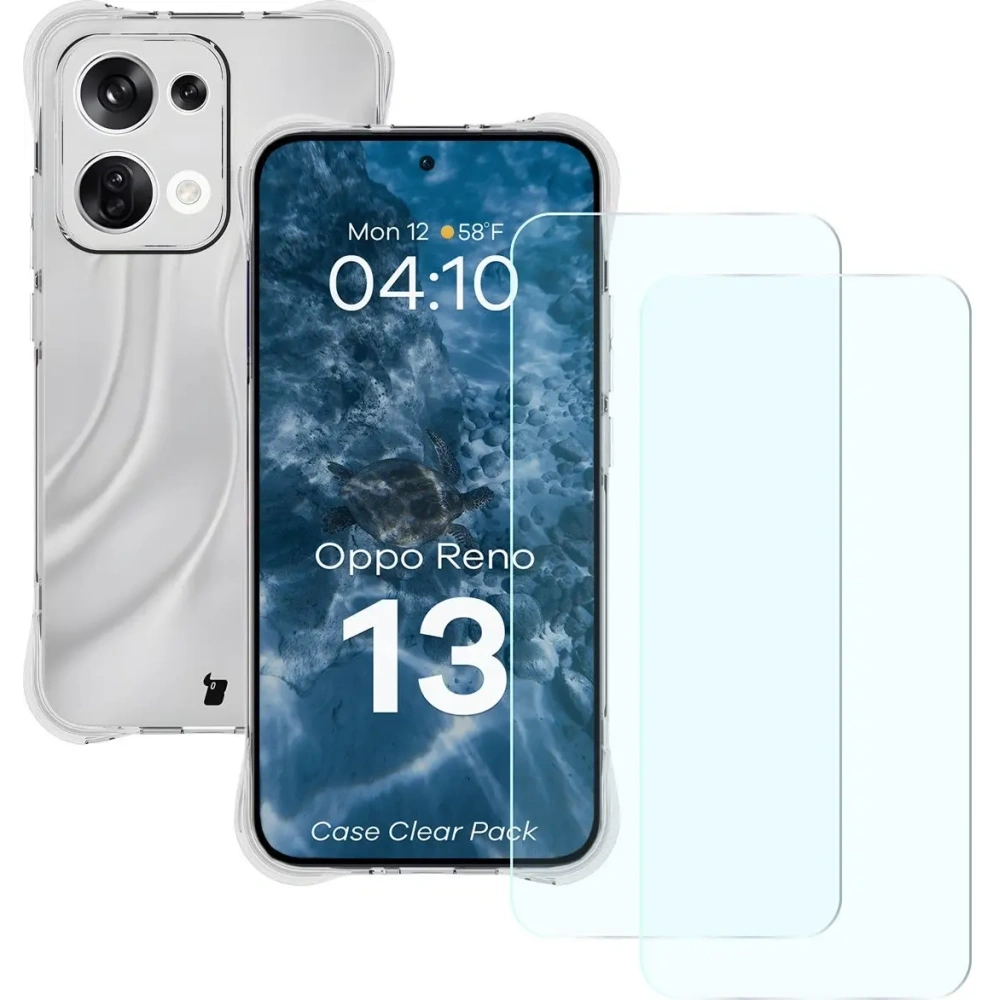 Etui + 2x szkło na ekran Bizon Case Clear Pack do Oppo Reno13