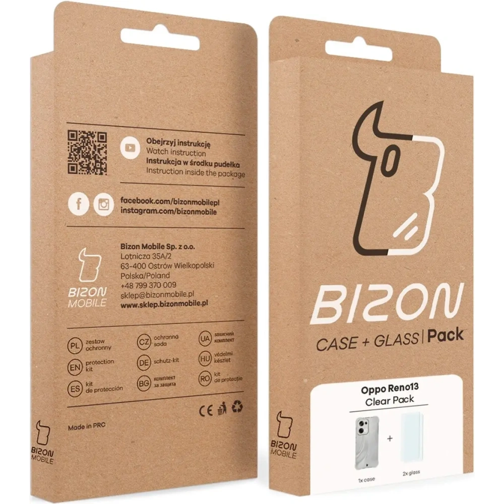 Etui + 2x szkło na ekran Bizon Case Clear Pack do Oppo Reno13