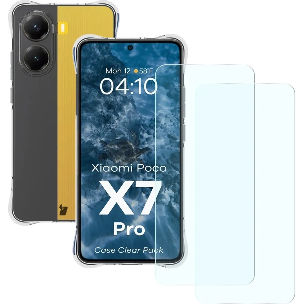 Etui + 2x szkło na ekran Bizon Case Clear Pack do Xiaomi POCO X7 Pro