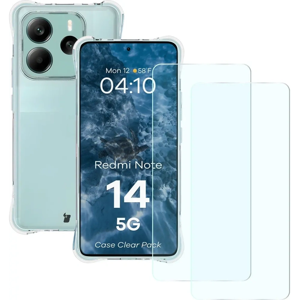 Etui + 2x szkło na ekran Bizon Case Clear Pack do Xiaomi Redmi Note 14 5G