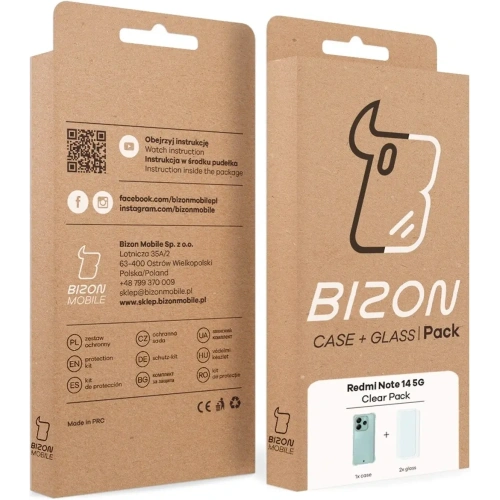 Kup Bizon Case Clear Pack Hülle + 2x Displayschutzglas für Xiaomi Redmi Note 14 5G - BIZ9418 - {ean13} - Sklep Home Screen
