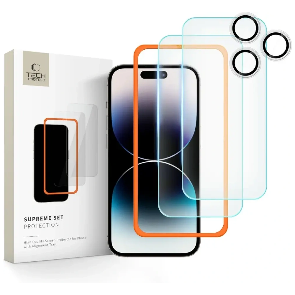 Szkło hartowane Tech-Protect Supreme Set Apple iPhone 16 Pro Max Clear [3 PACK] - iPhone 16 Pro Max - Tech-Protect