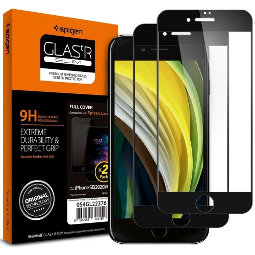 Kup Spigen Apple Gehärtetes Glas GLAS.tR Slim iPhone SE 2022/SE 2020/8/7 Schwarz [2 PACK] - SPN1160BLK - {ean13} - Sklep Home Screen
