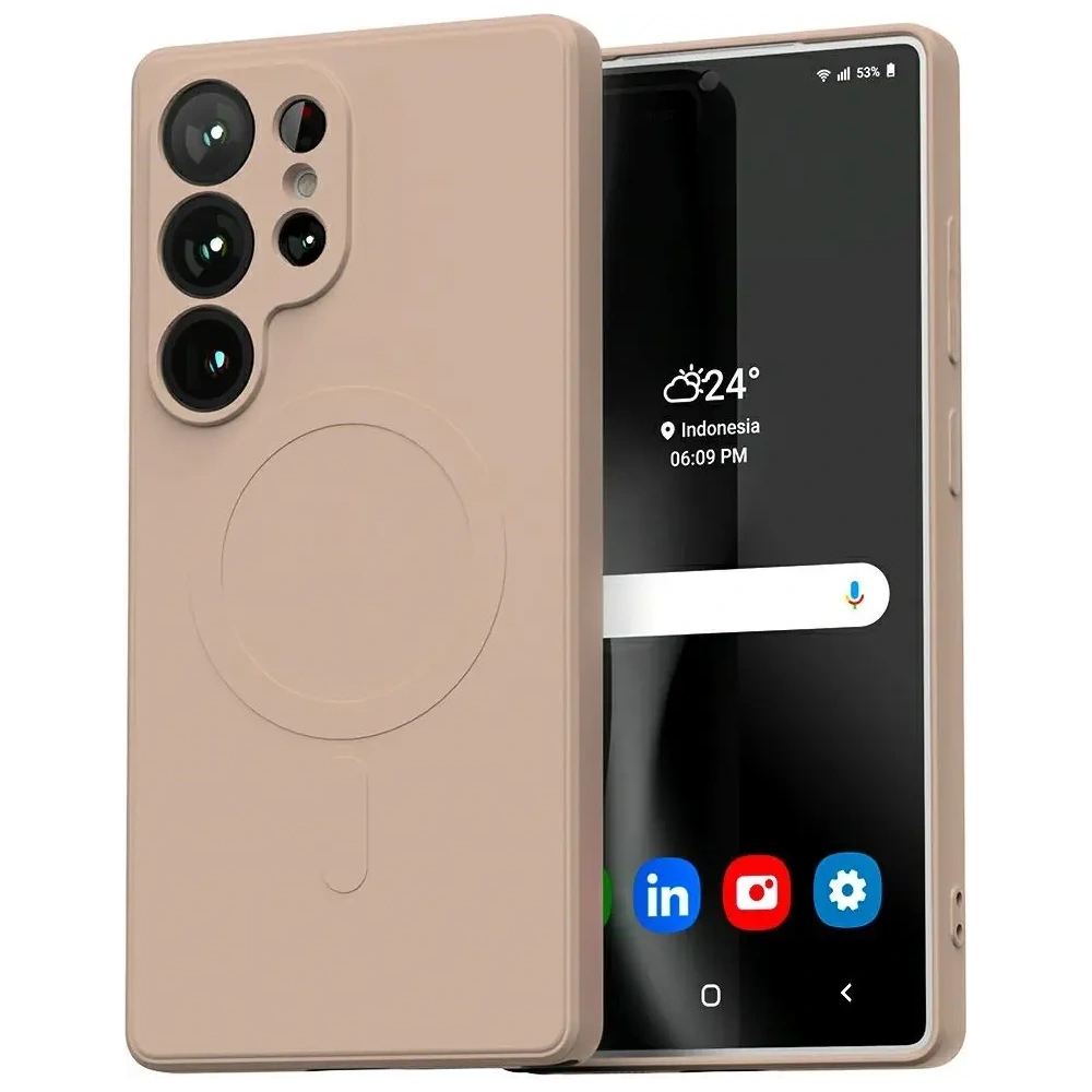 Etui Mercury MagSafe Semi-Silicone do Samsung Galaxy S25 Ultra różowo-piaskowy