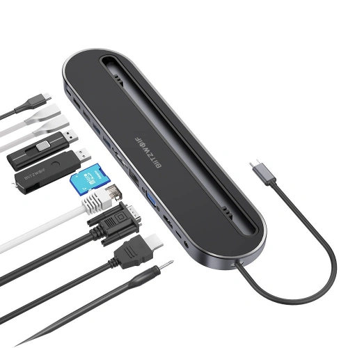 Kup Adapter 12w1 Blitzwolf BW-TH9 Hub USB-C na 2x USB 3.0 + 2x USB 2.0, VGA, RJ45, 3.5 mm jack, HDMI - BLZ248 - {ean13} - Sklep Home Screen