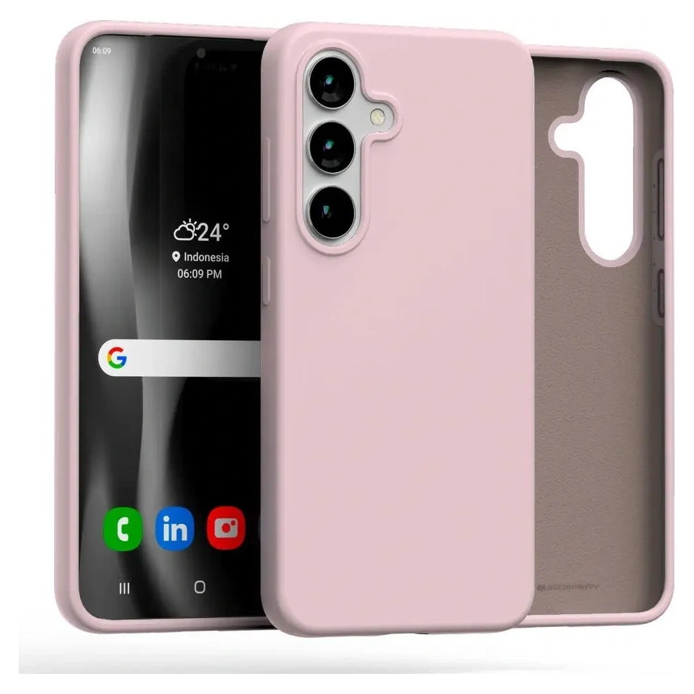 Etui Mercury Silicone do Samsung Galaxy S25 różowo-piaskowy