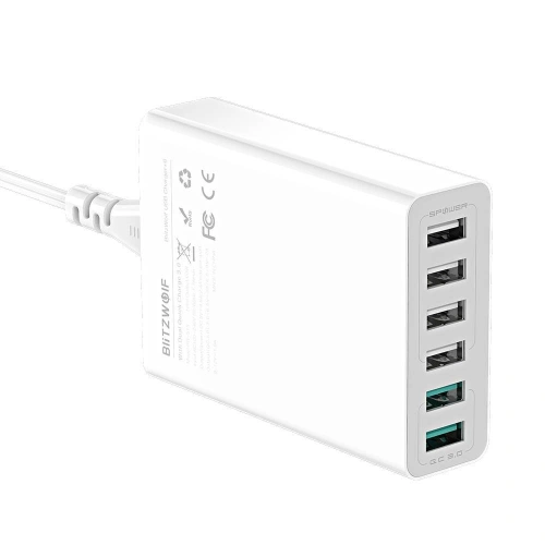 Buy Blitzwolf BW-S15 Charger 6x USB , QC 3.0, 60 W (white) - BLZ255WHT - {ean13} - Home Screen Store Europe