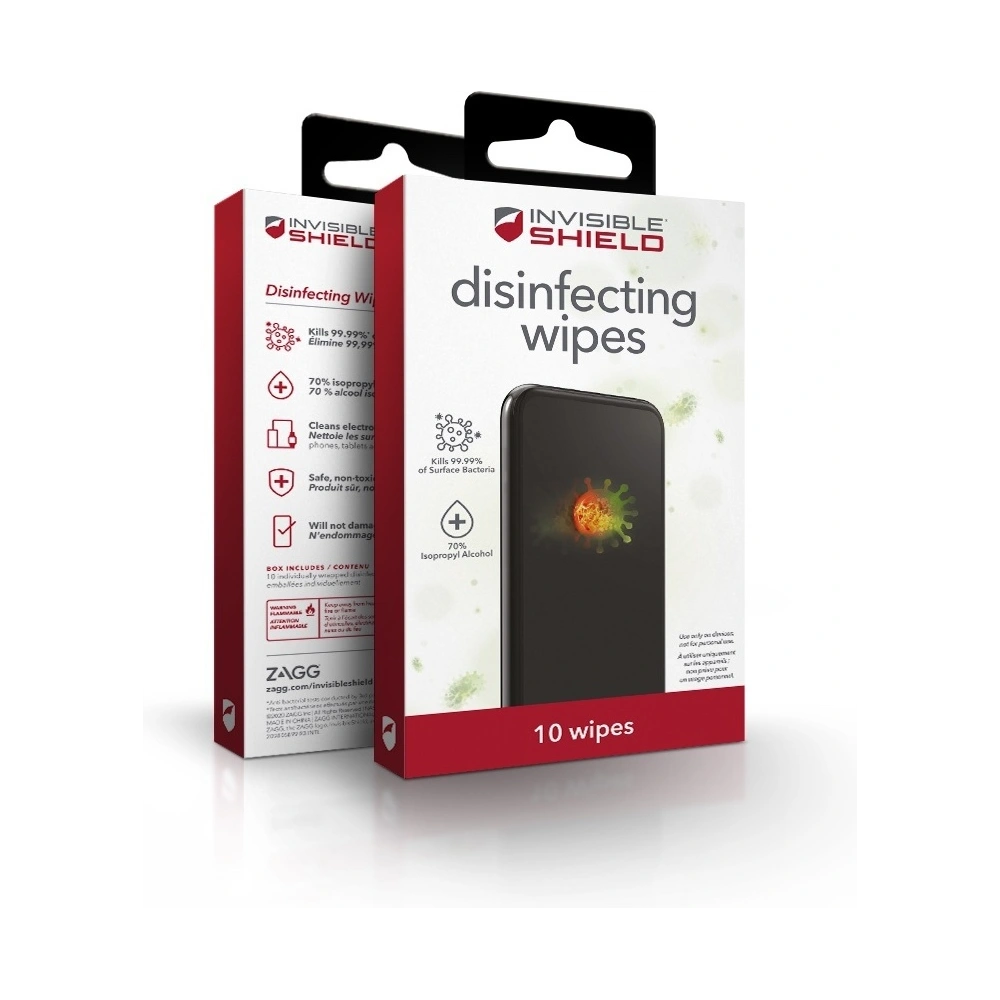 Chusteczki do dezynfekcji ekranów urządzeń mobilnych ZAGG InvisibleShield Disinfecting Wipes (10 sztuk)