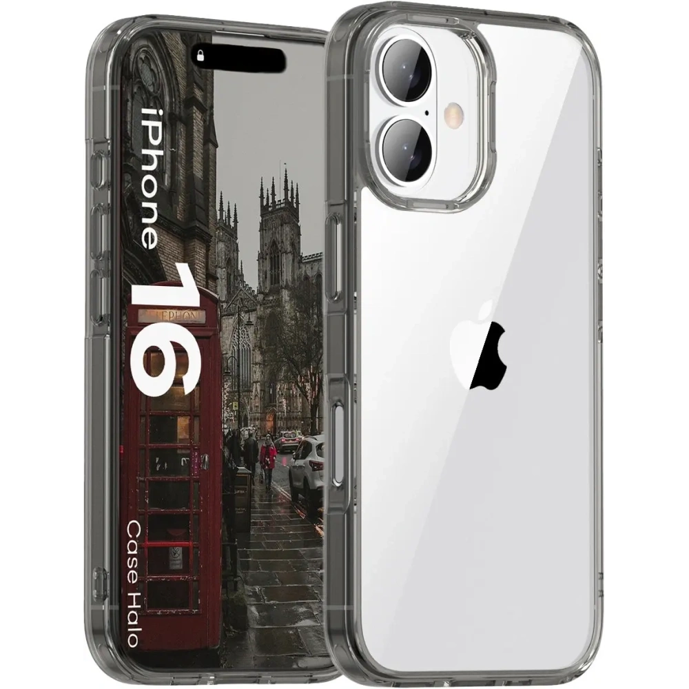 Etui Bizon Case Halo do Apple iPhone 16 przydymione-czarne