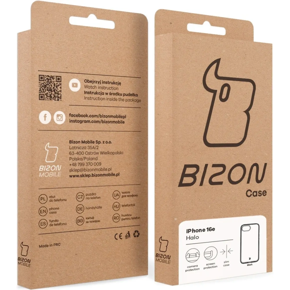 Etui Bizon Case Halo do Apple iPhone 16e przydymione-czarne