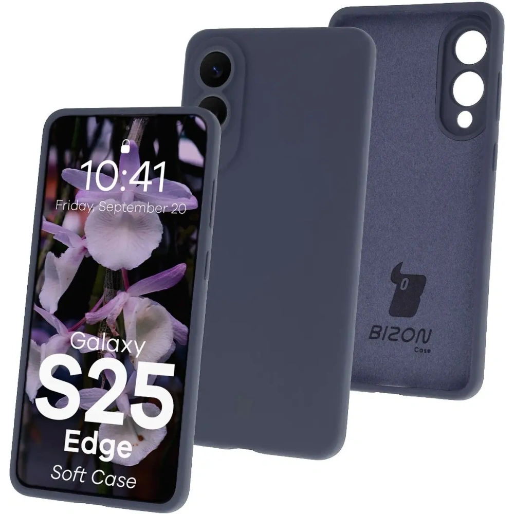 Silikonowe etui Bizon Soft Case do Samsung Galaxy S25 Edge ciemnoniebieskie