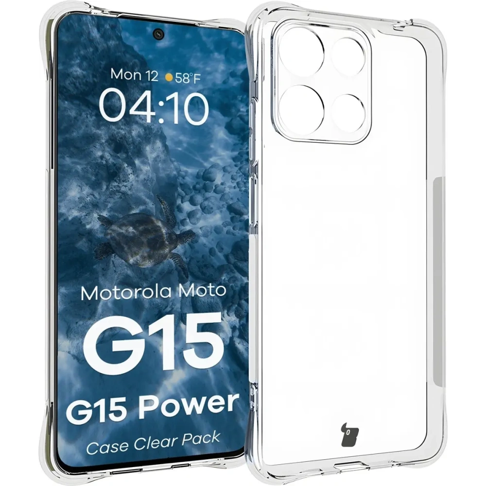 Etui + 2x szkło na ekran Bizon Case Clear Pack do Motorola Moto G15 / G15 Power
