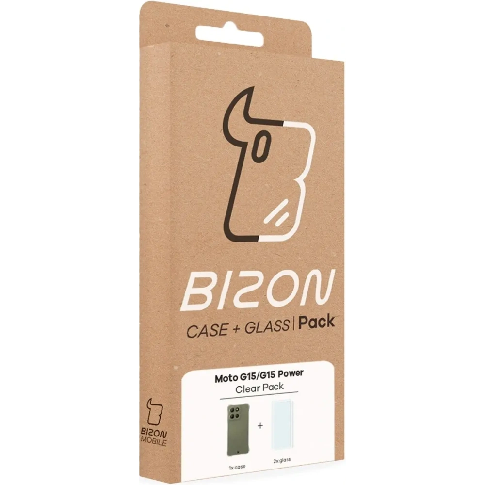 Etui + 2x szkło na ekran Bizon Case Clear Pack do Motorola Moto G15 / G15 Power