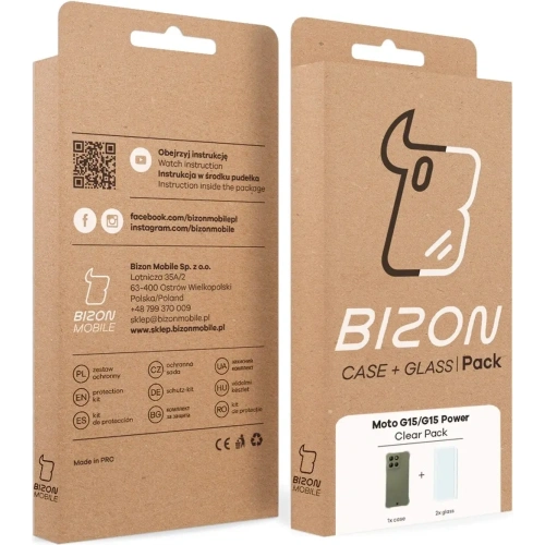 Kup Etui + 2x szkło na ekran Bizon Case Clear Pack do Motorola Moto G15 / G15 Power - BIZ9439 - {ean13} - Sklep Home Screen