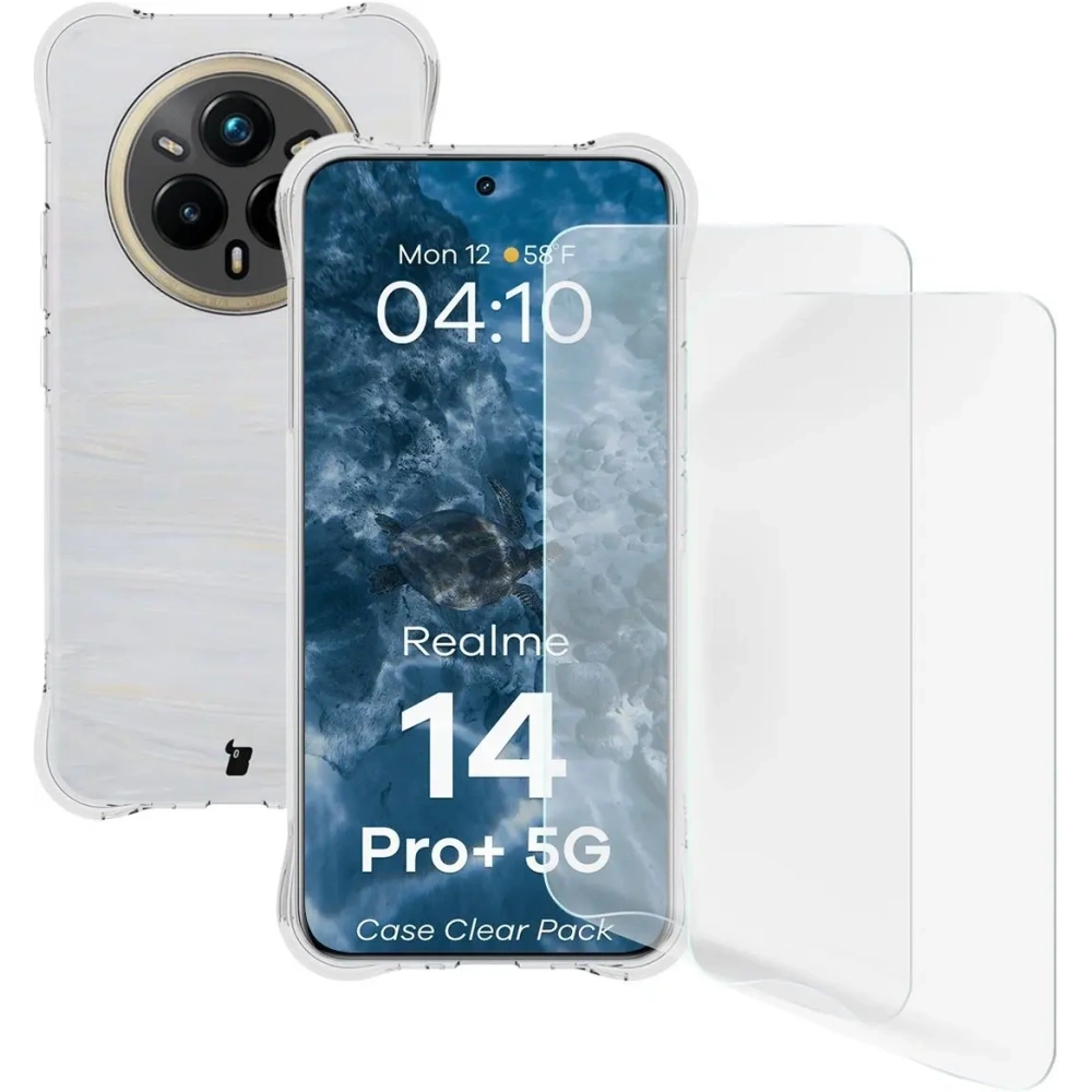 Etui + 2x folia na ekran Bizon Case Clear Pack do Realme 14 Pro+ Plus 5G
