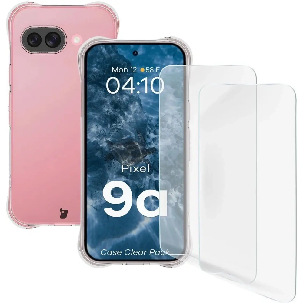 Etui + 2x folia na ekran Bizon Case Clear Pack do Google Pixel 9a
