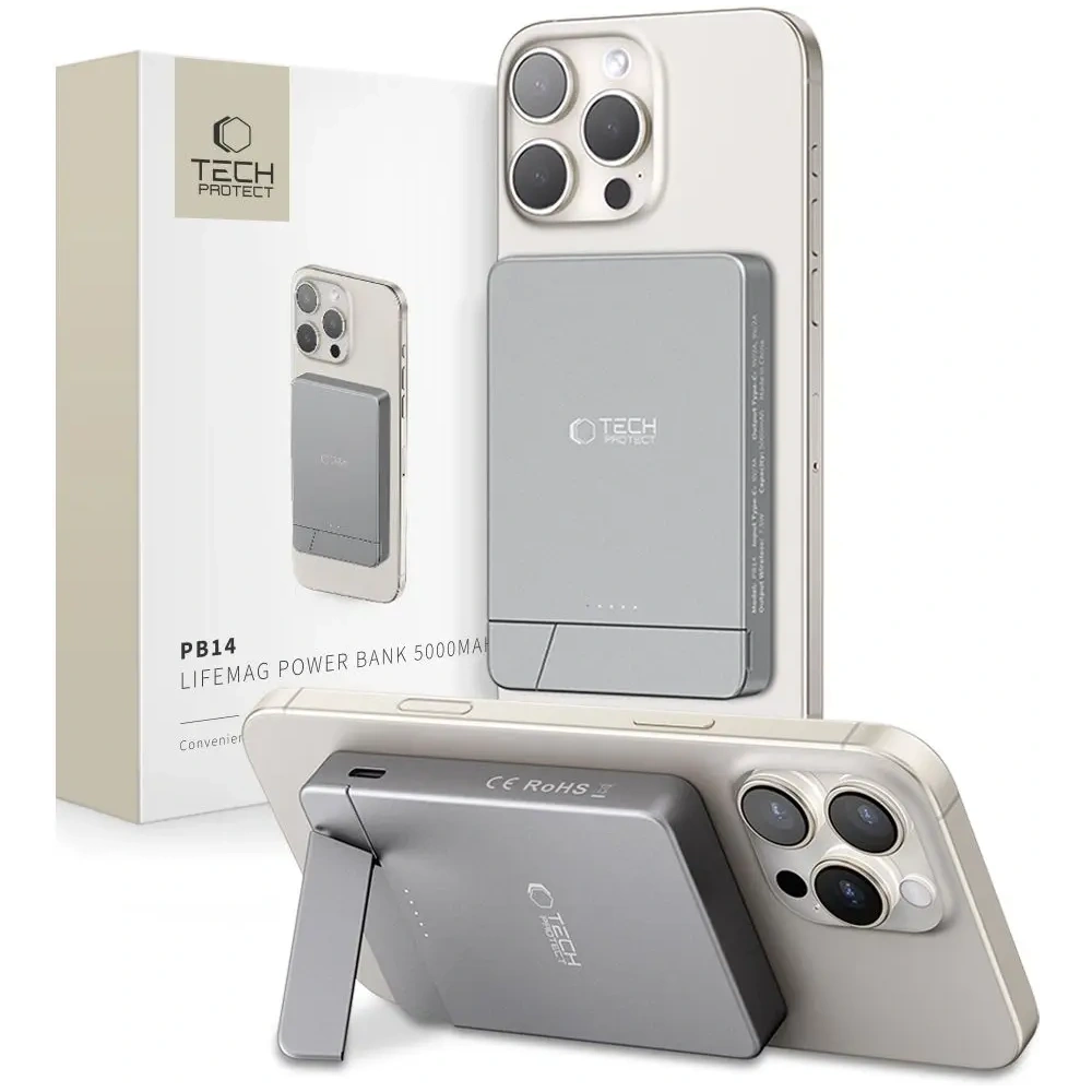 Powerbank bezprzewodowy Tech-Protect PB14 LifeMag MagSafe Power Bank 5000mah Space Grey