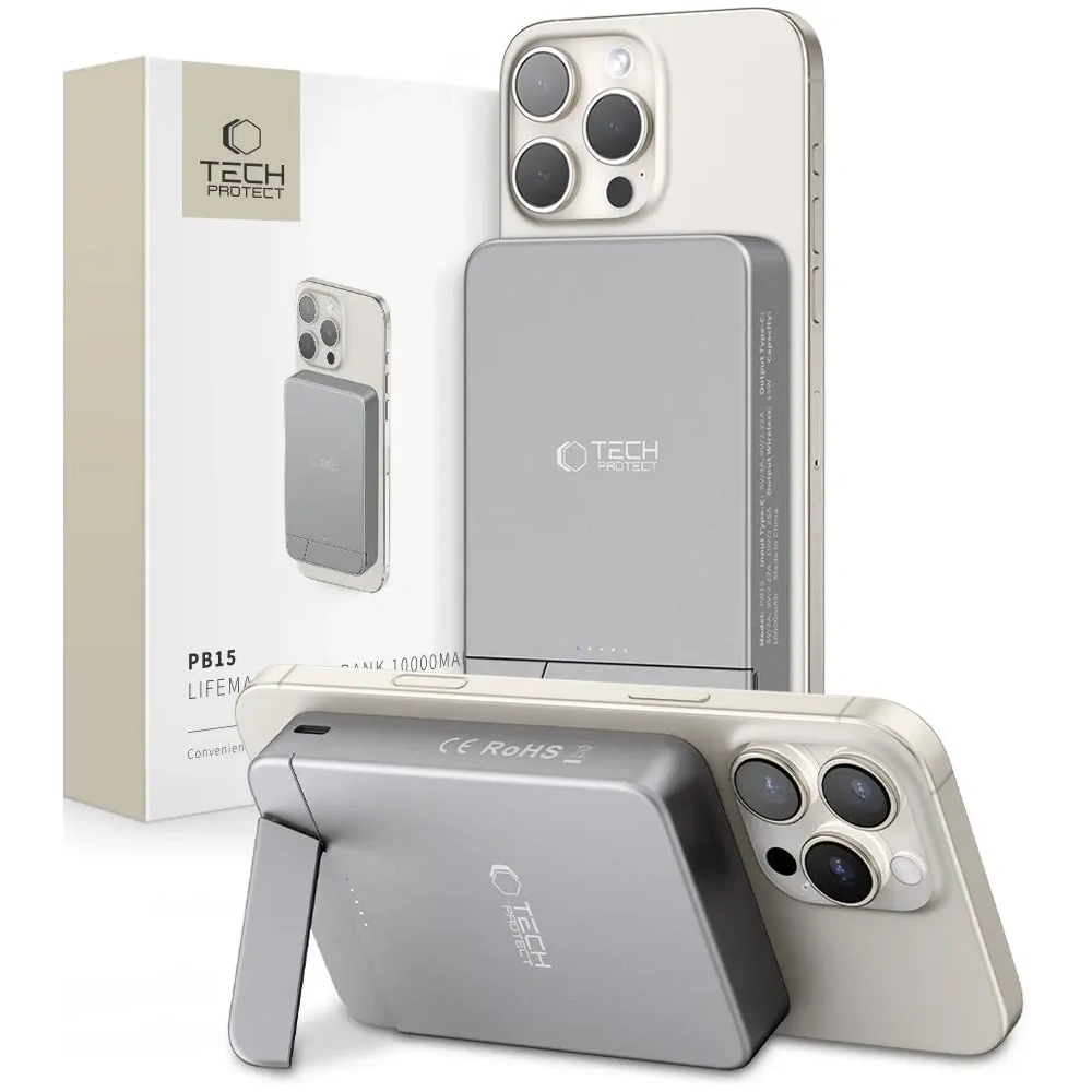 Powerbank bezprzewodowy Tech-Protect PB15 LifeMag Magsafe Power Bank 10000mah Space Grey